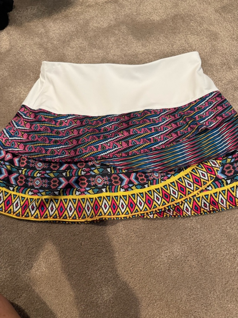 White Waist Multicolor Aztec Print tennis skirt